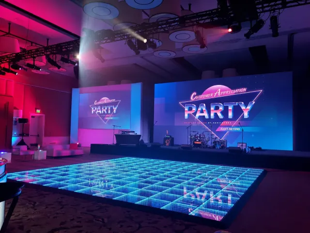Infinity LED dance floor at a corporate celebration