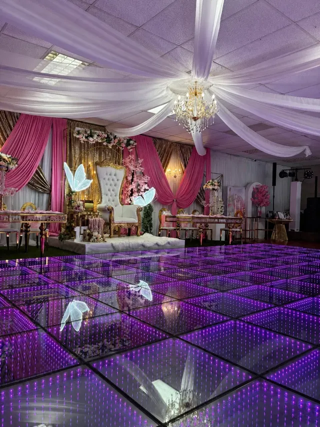 Purple infinity LED dance floor at a quinceañera